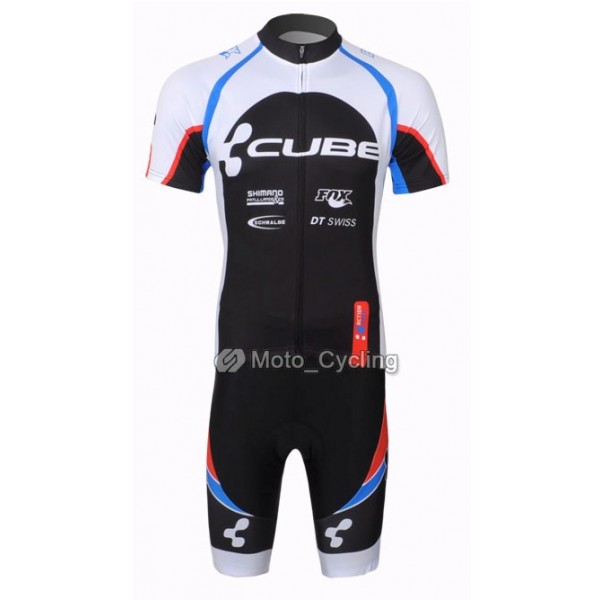 2013 Cube Fietsshirt Korte mouw+Korte fietsbroeken met zeem Kits wit zwart 616